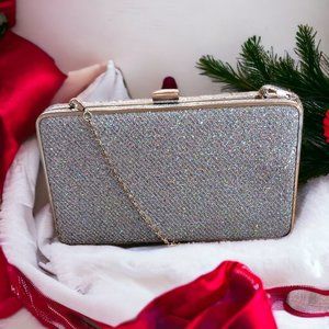 Vintage AB Glitter and Gold Trim Evening Clutch Convertible Chain Crossbody Bag